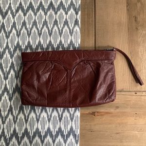 Vintage Soft Faux Leather Maroon Clutch/Wristlet